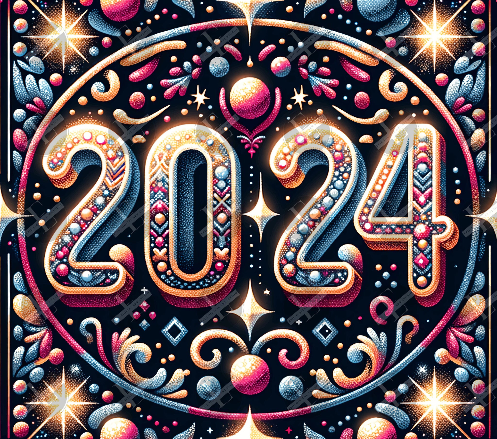 New Year 2024 Tumbler Wraps - 2024 Skinny Tumbler Wrap Design - Tumbler Sublimation Designs Straight & Tapered - Instant Download