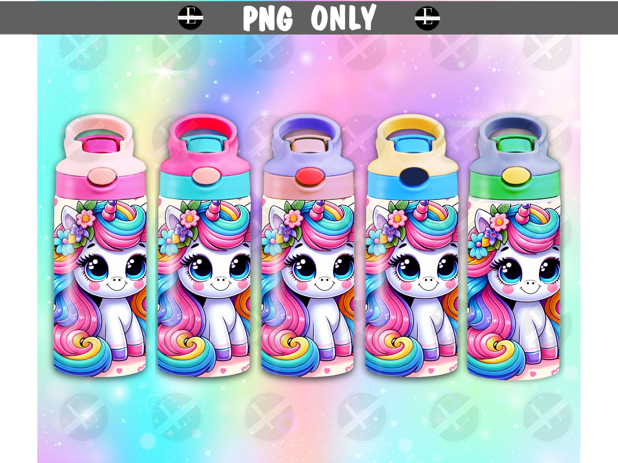 Unicorn Tumbler Wraps - Unicorns and Rainbows Sippy Cup Tumbler Wrap - Tumbler Sublimation Design for Kids - Instant Download