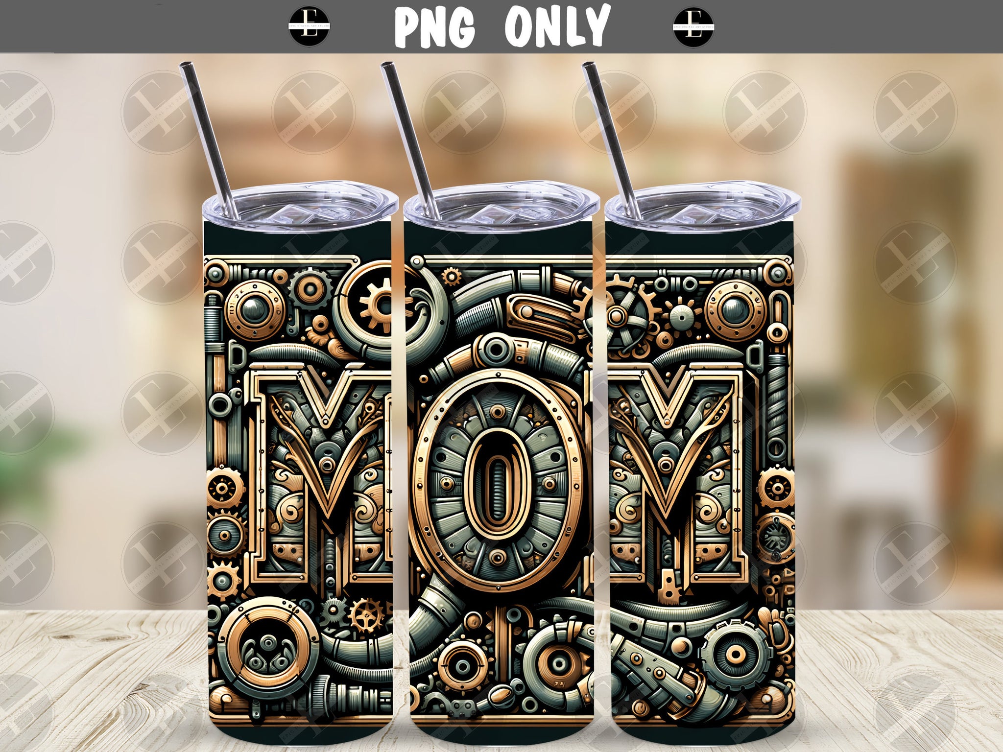 Mom Tumbler Wrap - Steampunk Mom Tumbler Wraps - Tumbler Sublimation Designs Straight & Tapered - Instant Download