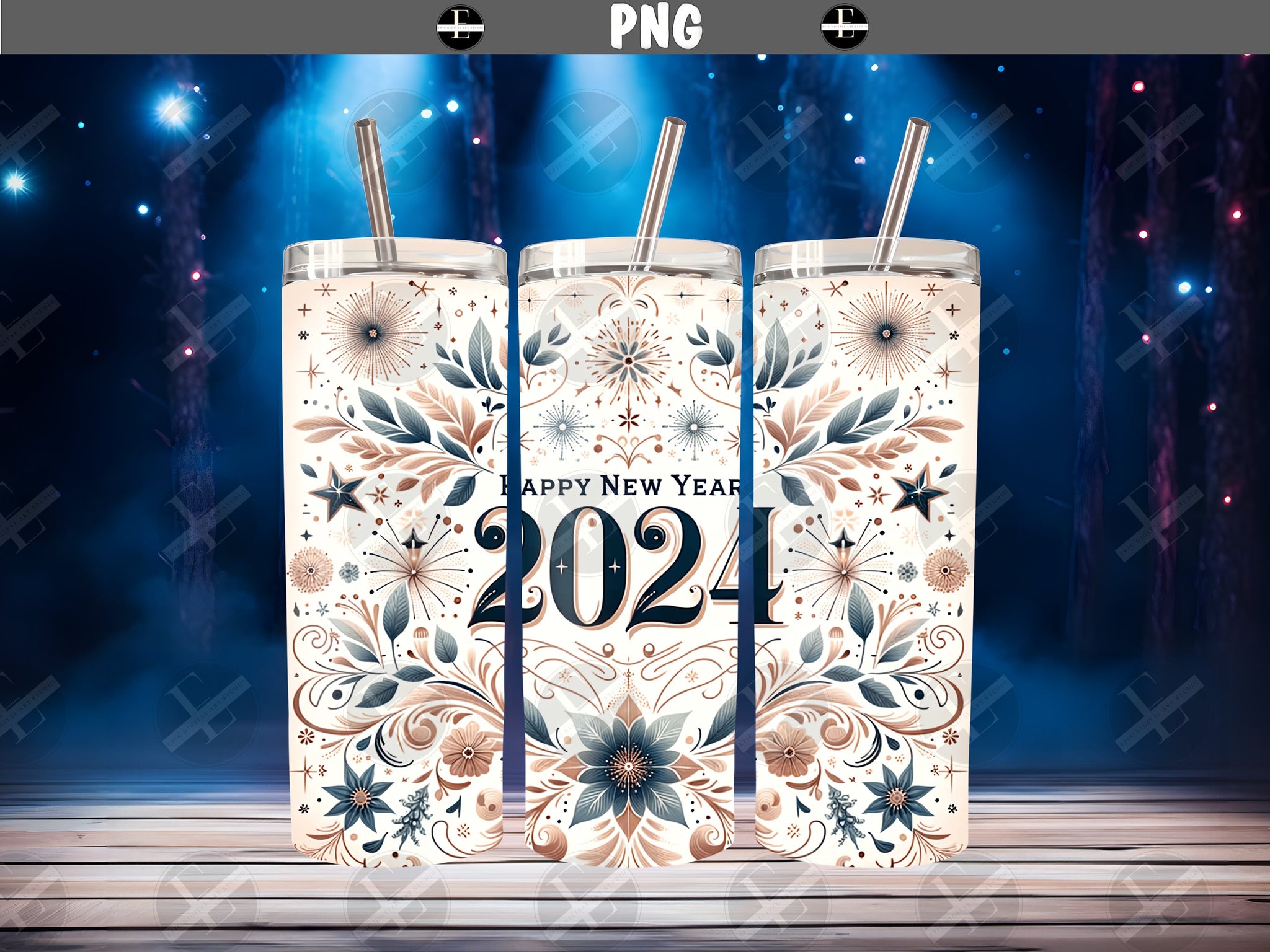 New Year 2024 Tumbler Wraps - 2024 Skinny Tumbler Wrap Design - Ideal Tumbler Sublimation Designs Straight & Tapered - Instant Download