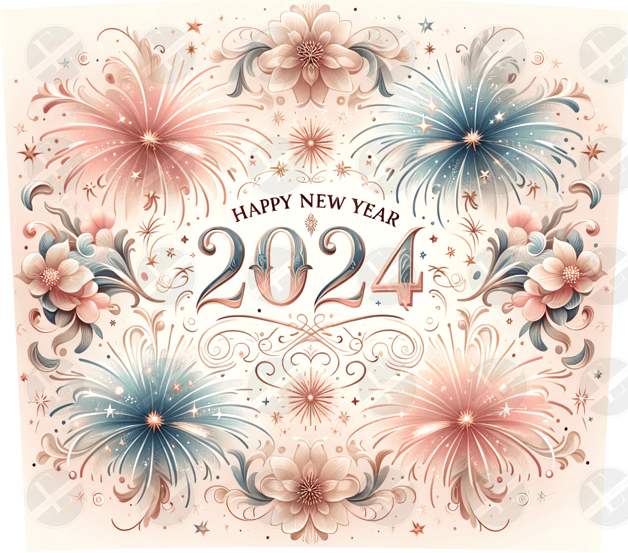 New Year 2024 Tumbler Wraps - 2024 Skinny Tumbler Wrap Design - Ideal Tumbler Sublimation Designs Straight & Tapered - Instant Download