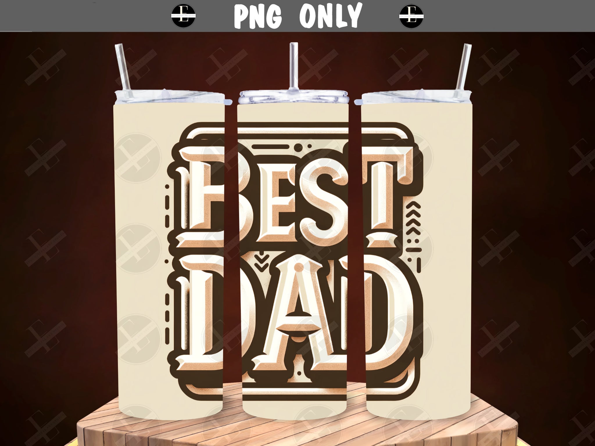 Dad Tumbler Wraps - Best Dad Basic Skinny Tumbler Wrap Design - Tumbler Sublimation Designs Straight & Tapered - Instant Download