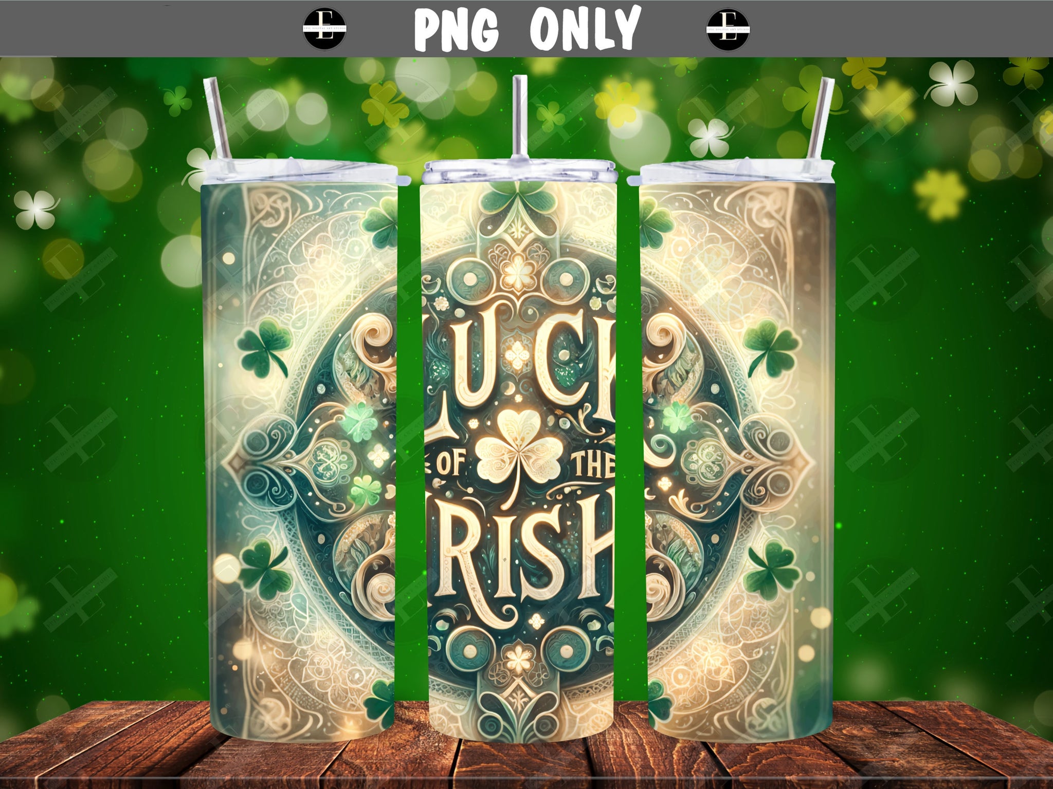 St Patricks Tumbler Wraps - Luck of the Irish Skinny Tumbler Wrap Design - Sublimation Designs Straight & Tapered - Instant Download