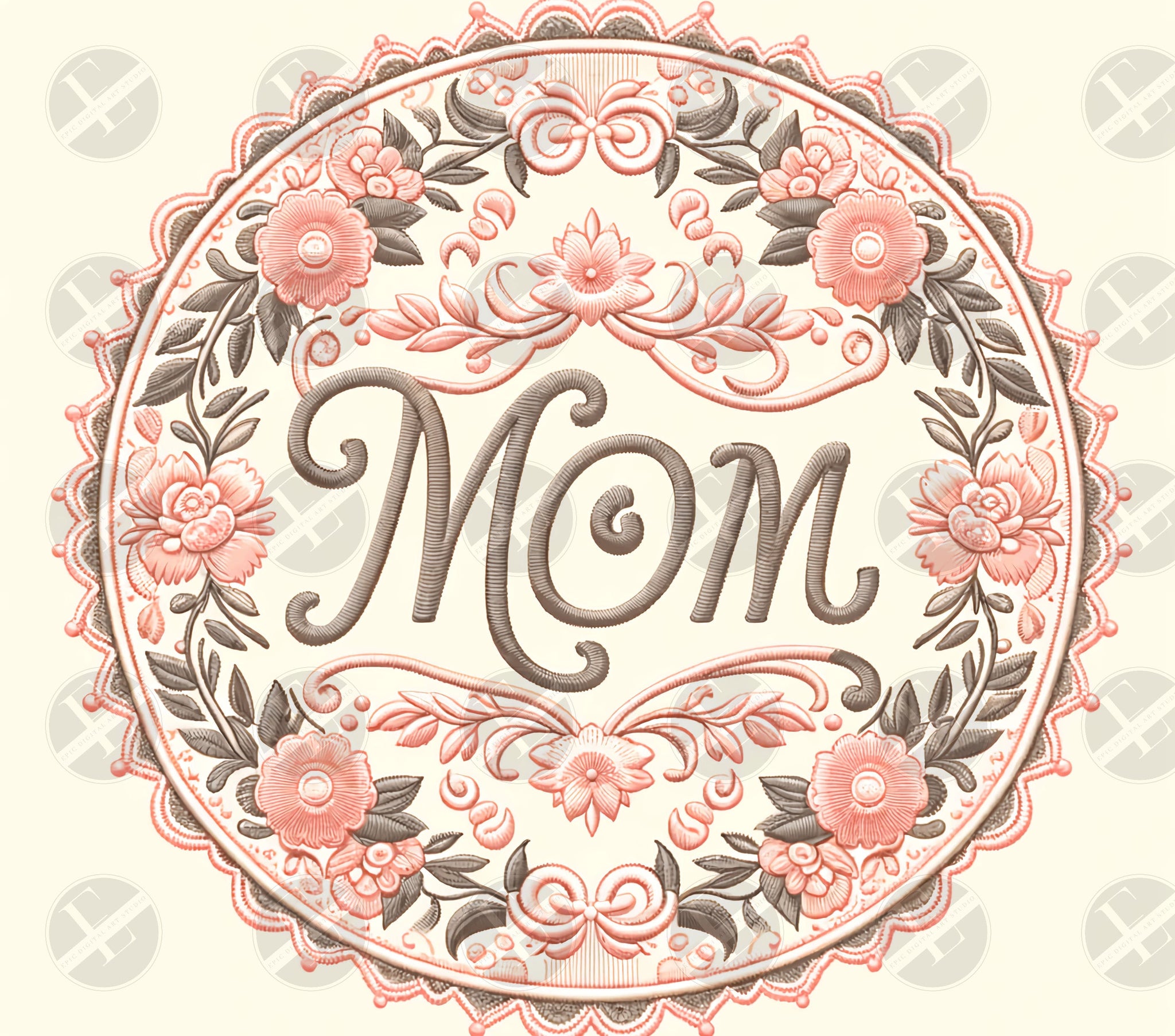 Mom In Floral Embroidered Tumbler Wrap Design - Family Tumbler Wraps - Tumbler Sublimation Designs Straight & Tapered - Instant Download