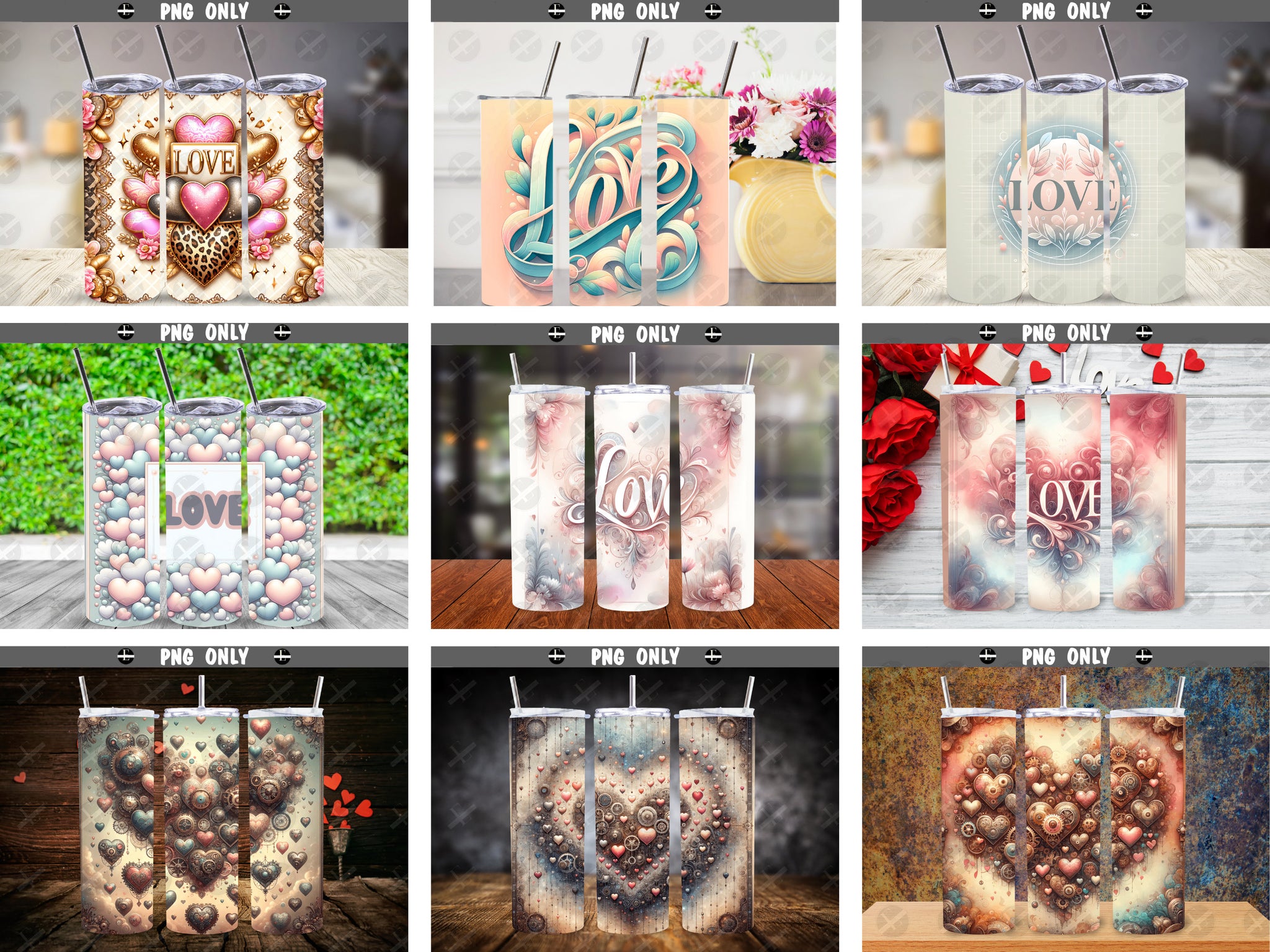 Tumbler Wrap Bundle - 77 Entire Store's Valentine's Tumbler Wraps PNG, Vinyl Tumbler Wrap Designs 20 oz Skinny Tumbler Digital Download