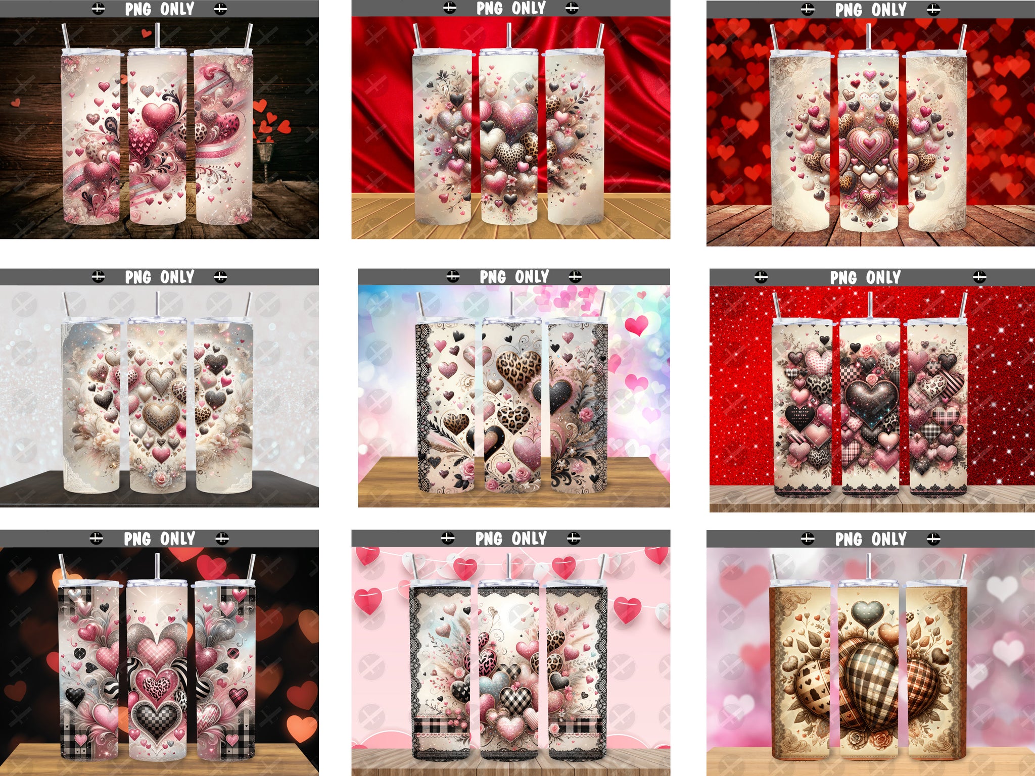 Tumbler Wrap Bundle - 77 Entire Store's Valentine's Tumbler Wraps PNG, Vinyl Tumbler Wrap Designs 20 oz Skinny Tumbler Digital Download