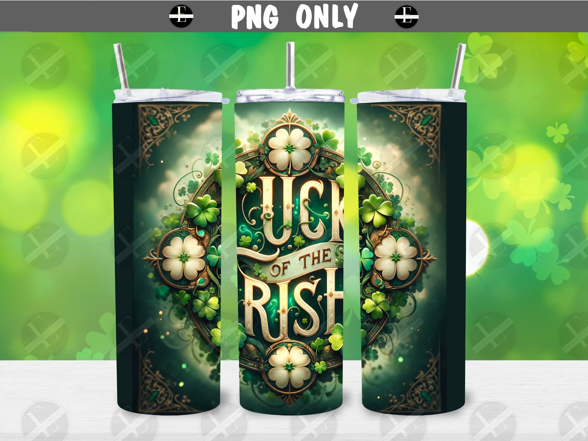 St Patricks Tumbler Wraps - Luck of the Irish Skinny Tumbler Wrap Design - Sublimation Designs Straight & Tapered - Instant Download