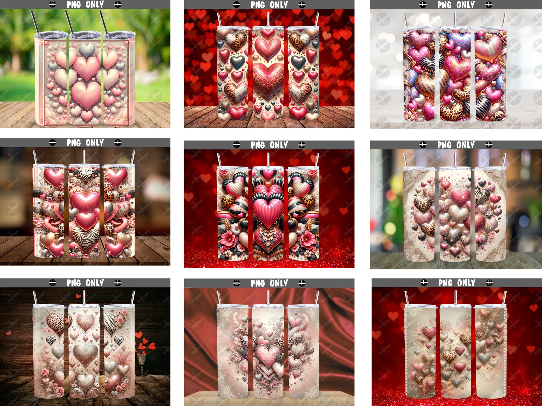 Tumbler Wrap Bundle - 77 Entire Store's Valentine's Tumbler Wraps PNG, Vinyl Tumbler Wrap Designs 20 oz Skinny Tumbler Digital Download