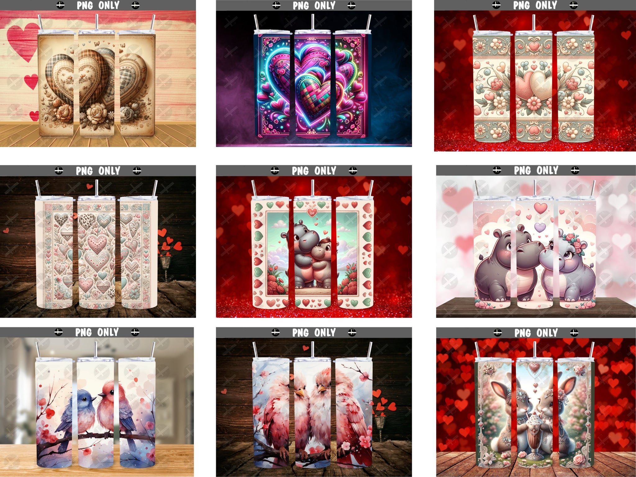 Tumbler Wrap Bundle - 77 Entire Store's Valentine's Tumbler Wraps PNG, Vinyl Tumbler Wrap Designs 20 oz Skinny Tumbler Digital Download