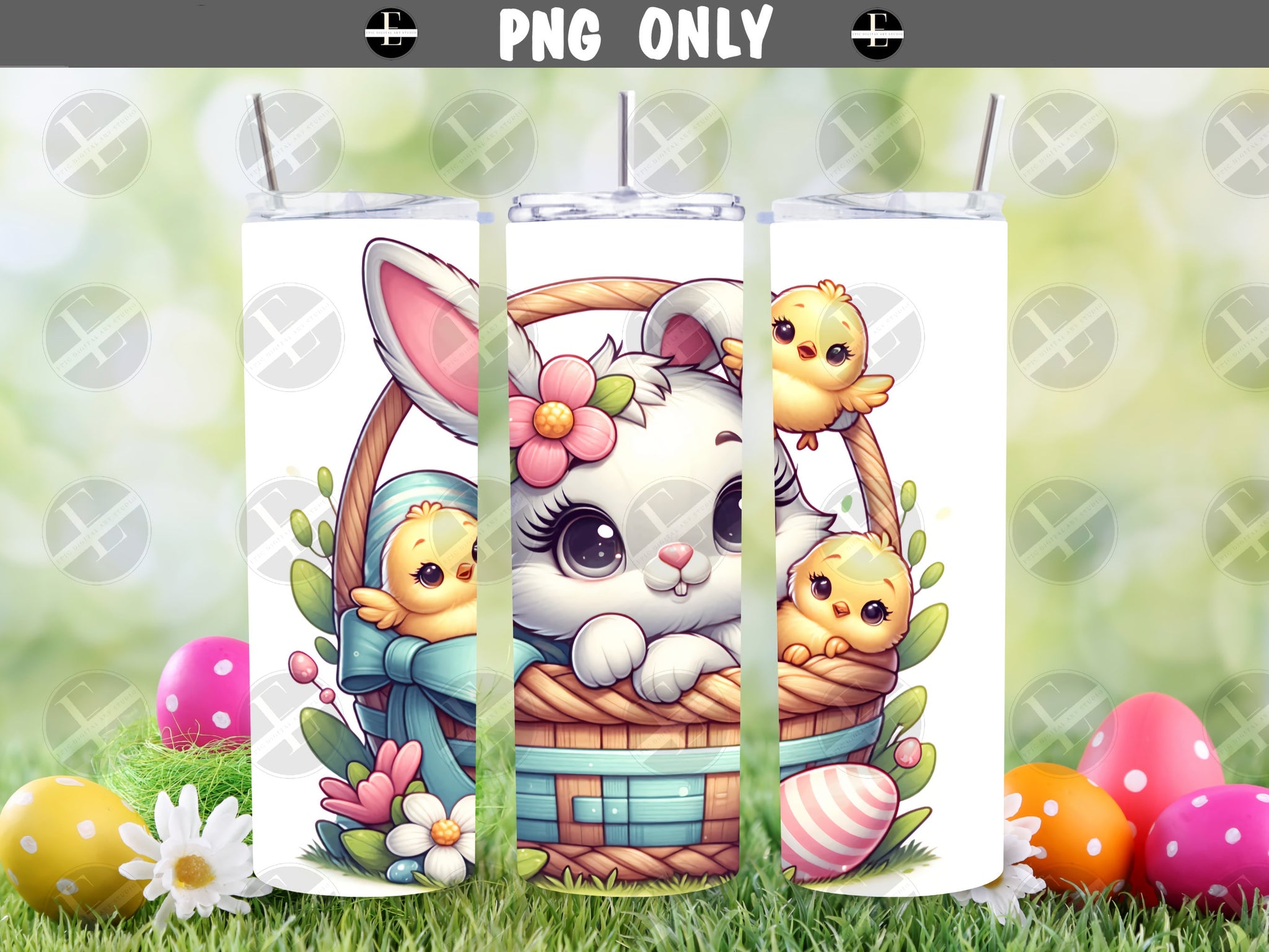 Easter Tumbler Wraps - Easter Bunny Rabbit Tumbler Wraps - Ideal Tumbler Sublimation Designs Straight & Tapered - Instant Download