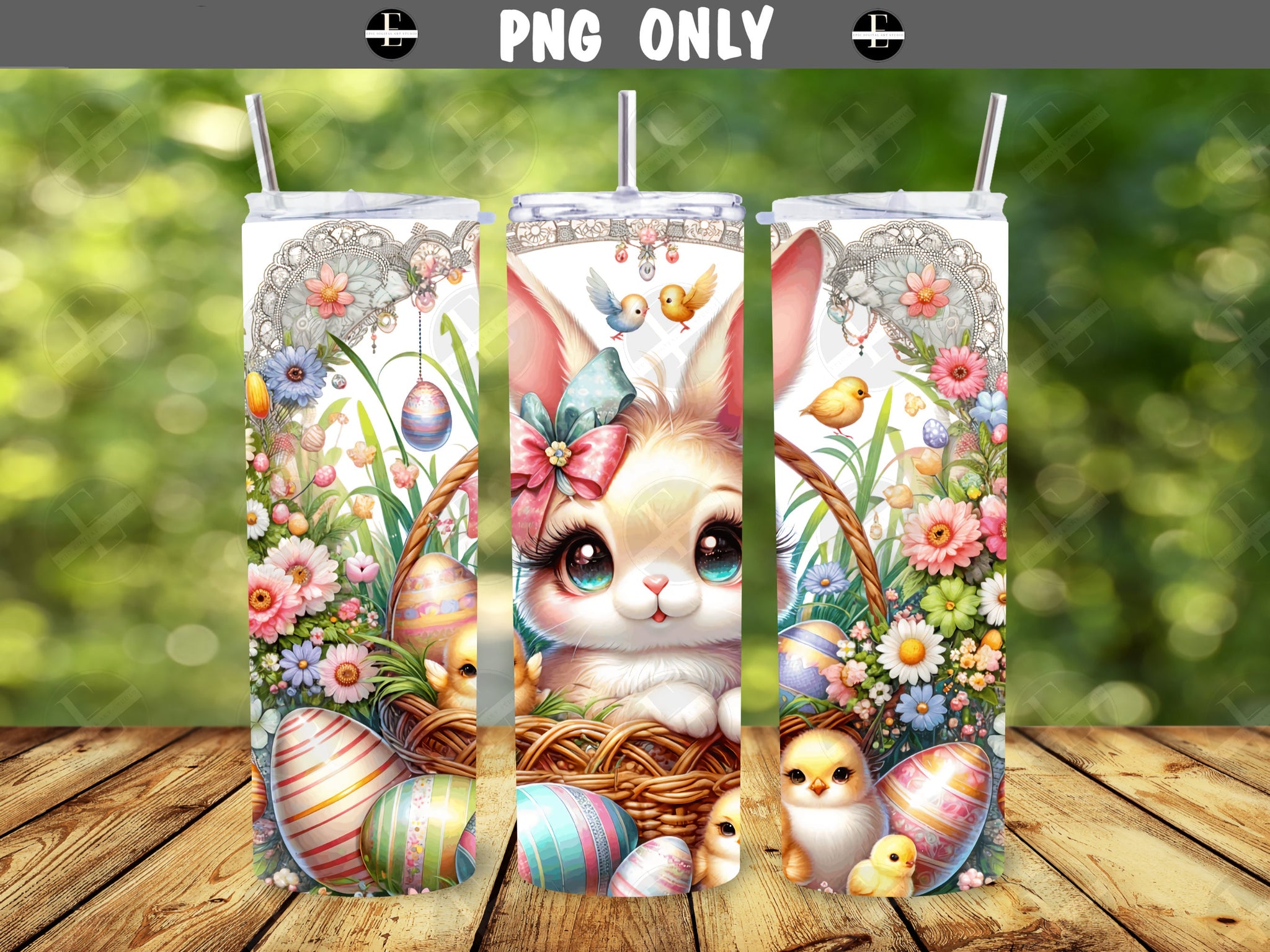 Easter Tumbler Wraps - Easter Bunny Rabbit Tumbler Wraps - Ideal Tumbler Sublimation Designs Straight & Tapered - Instant Download