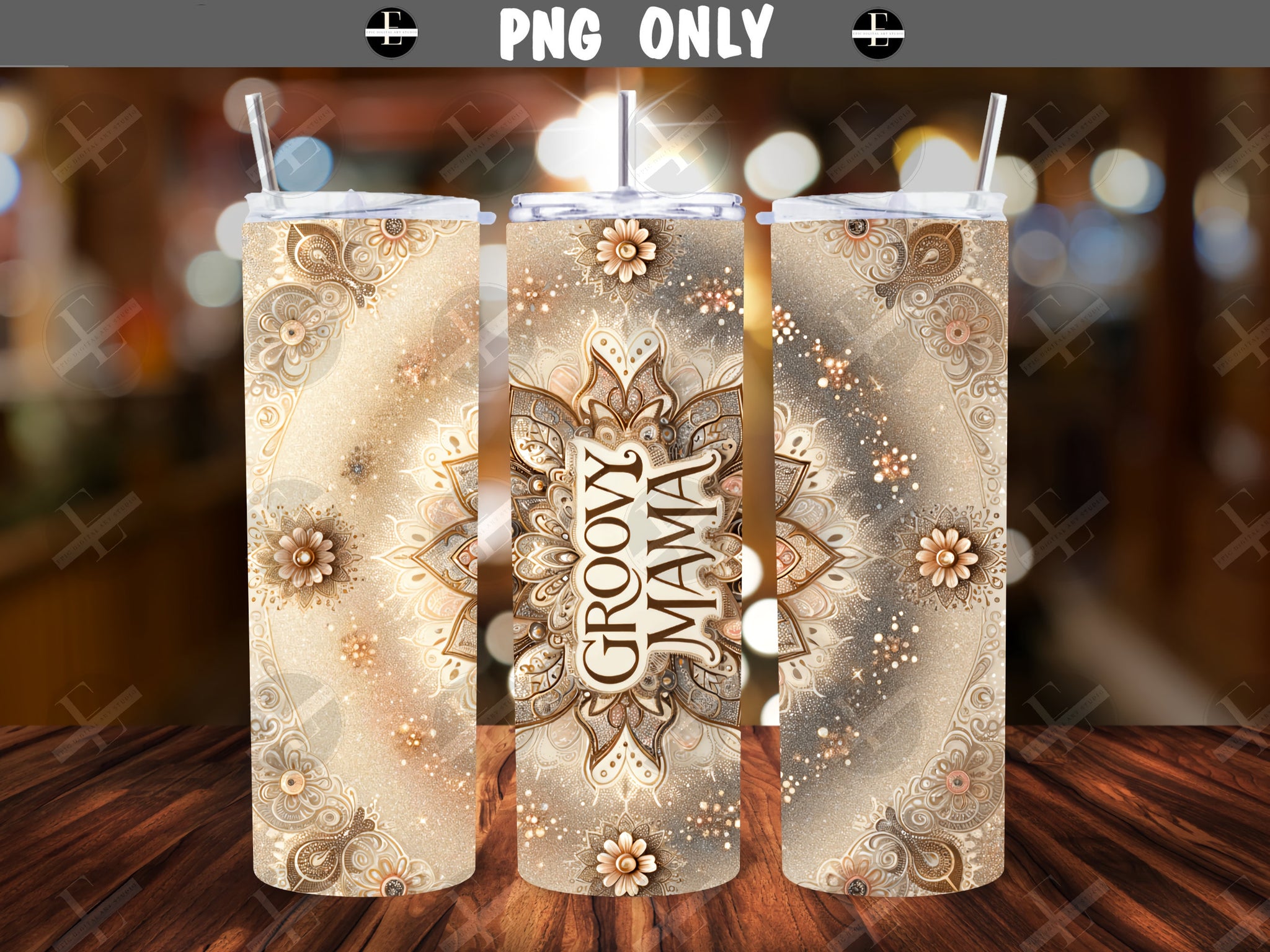 20ozs Wrap Design - Groovy Mama Skinny Tumbler Wrap Design - Tumbler Sublimation Designs Straight & Tapered - Instant Download