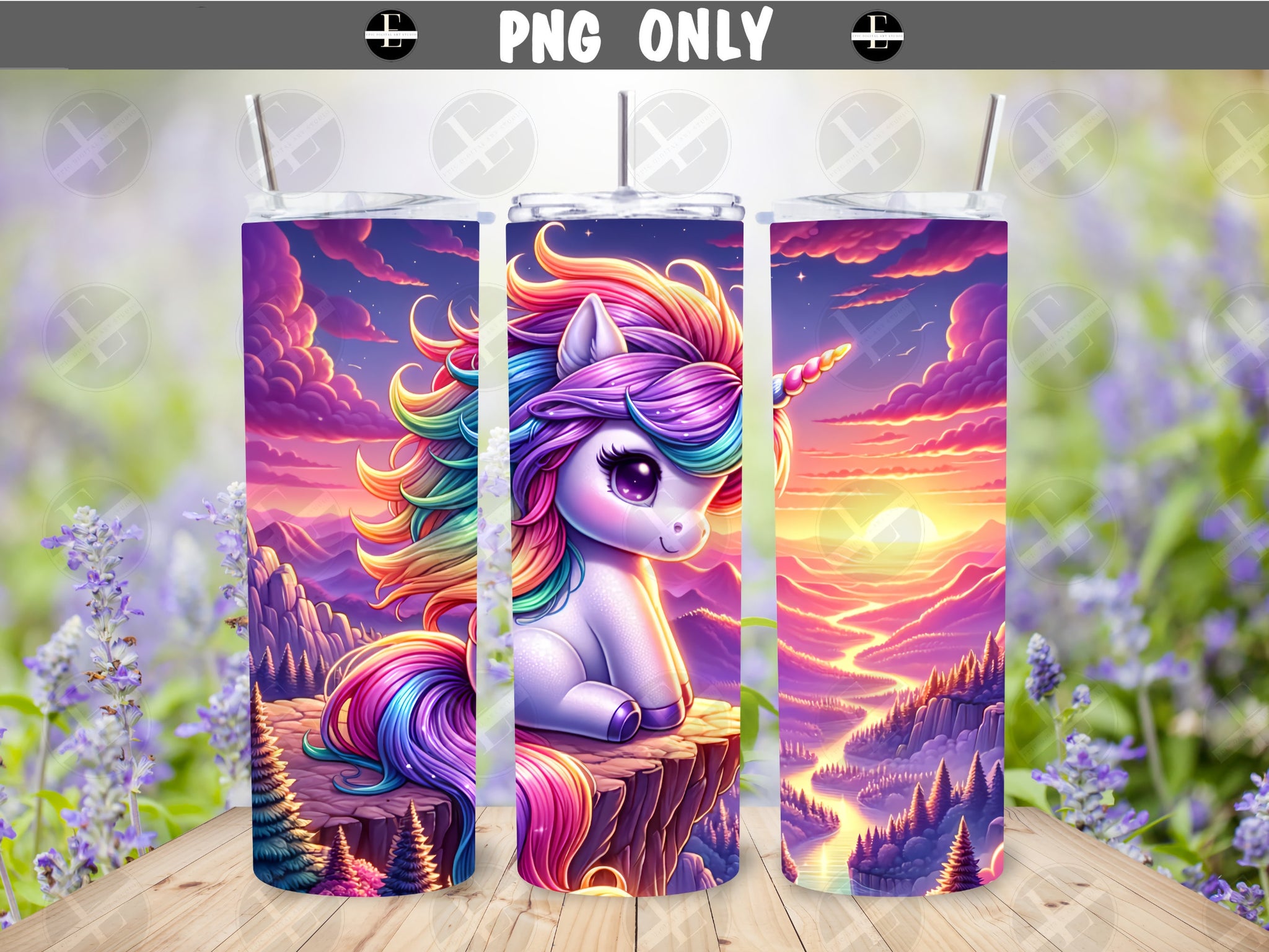 Unicorn Tumbler Wraps - Adorable Unicorns and Rainbow 20ozs Tumbler Wrap - Tumbler Sublimation Designs Straight & Tapered - Instant Download